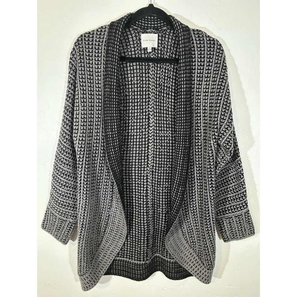 Pink Rose Size Large Open Front Sweater